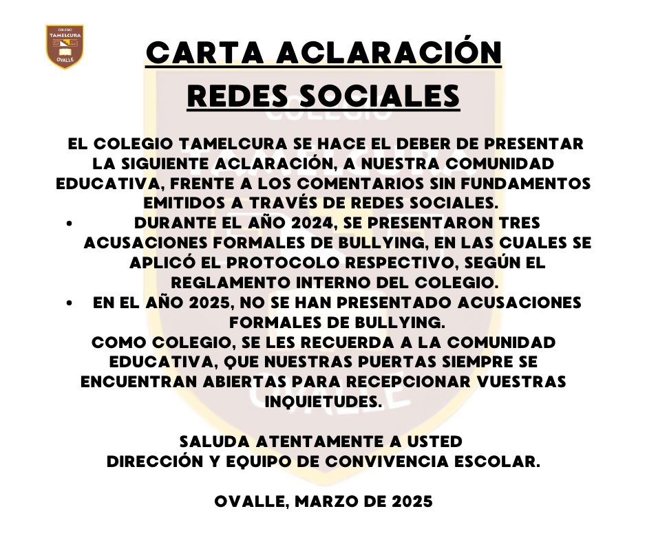 CARTA ACLARACIÓN REDES SOCIALES