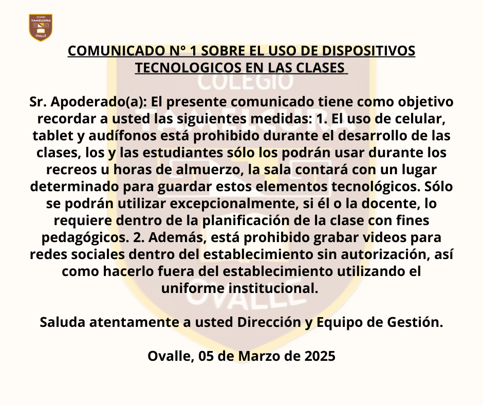 Uso responsable de dispositivos tecnológicos en clases